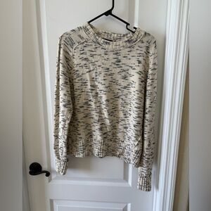 J.Crew Marled Knit Cream Gray Sweater Size Large Black